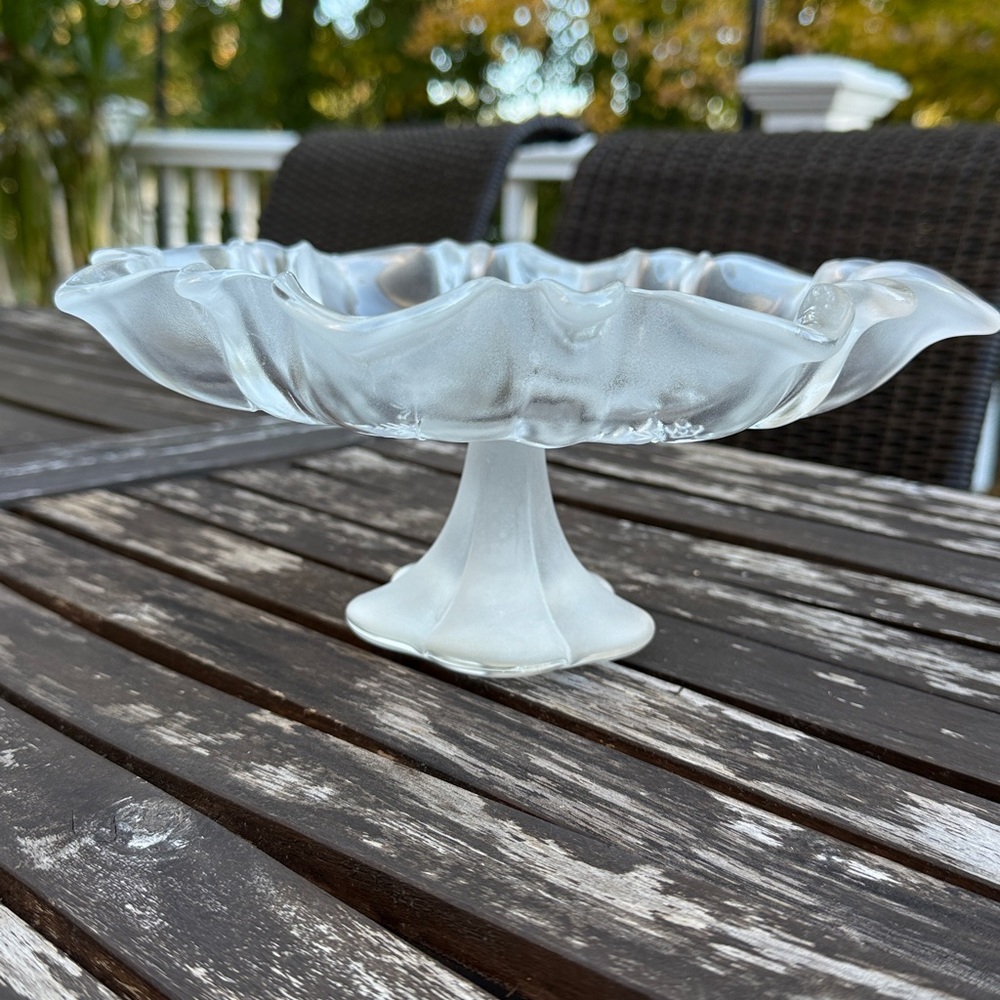 Vintage MIKASA West Germany “Christmas story” frosted glass footed bonbon plate - Picture 3 of 12